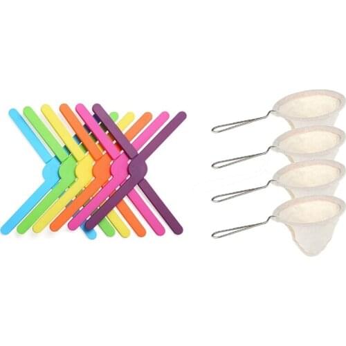 6 Pcs Non-Slip Foldable Silicone Trivets,Hot Pad & 4 Pcs Flannel Cloth Coffee Filter Dripper with Handle