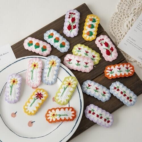 CX38 2pcs National Style Hair Ornament Hairpin Woolen Geometric Hair Clips Sweet Barrette Women Girls Headband Hair Accesso