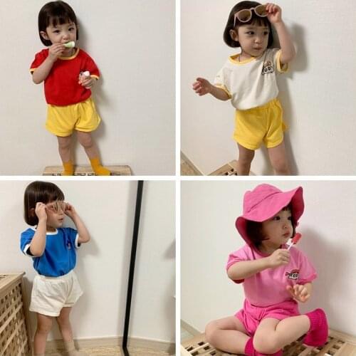 Childrens Clothing Boys and Girls Summer Short-Sleeved Shorts Small New Suit Children Two-Piece Set