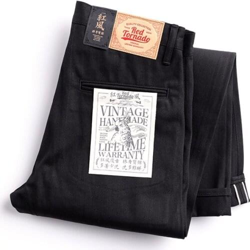 DN-0002 Vintage 14 Oz Indigo Selvage Stylish Trousers Mens Casual Chino Raw Denim Jean Pants Size 28-42