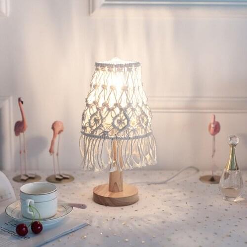 Handmade Knitted Macrame Home Wedding Table Lamp Decoration Tassel Lampshade Wall Hanging Bohemian Lights Cover Tapestry