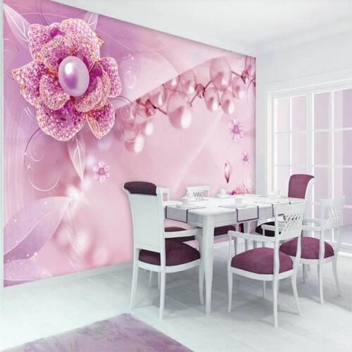 Purple flower jewelry TV background wall professional production wallpaper mural custom photo wall