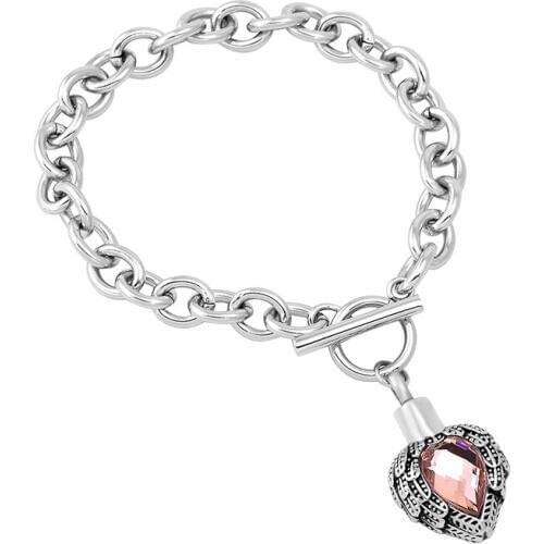 IJB5070 Feather Heart Cremation Urn Memorial Ashes Keepsake Bracelets Holders Jewelry