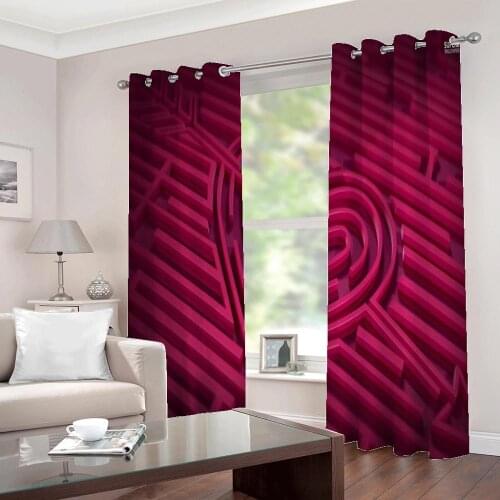 Creative Red geometric love heart shape Photo Window Curtains Digital Print For Living room Bedroom Half-Blackout Drapes Sets
