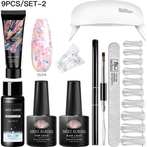 MEET ACROSS 15ml Nail Extension Gel Kit Nail Manicure Set Poly UV Gel Quicking Building Nail Gel Nail Art Tools Nail Extension