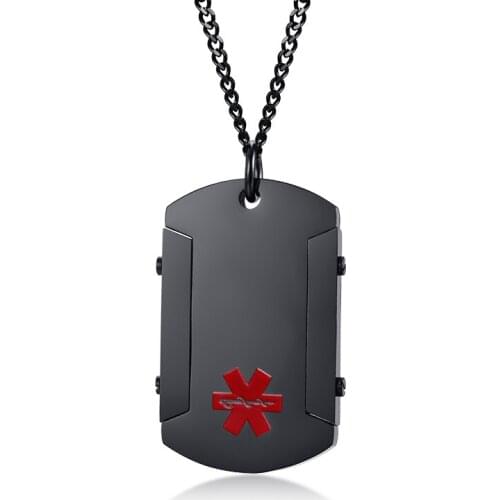 2021 Fashion Titanium Steel Medical Material Logo Europe And America And Personalized Tag Square Necklace Suitable For Men