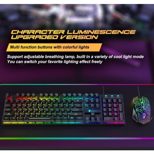 T6 Rainbow LED Backlit Multimedia Ergonomic USB Gaming Keyboard Wired Mouse And Mouse Pad For PC Laptop Computer Users Gamers