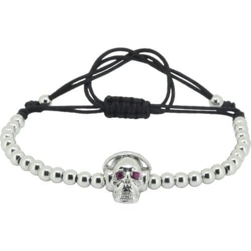 Anil Arjandas Men Bracelet Personality Res Eyes Skull Skeleton Bracelet 4mm Beads Black Rope Charm Braiding Macrame Bracelet