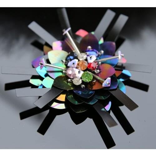 Black blue flowers DIY Handmade Rhinestone beaded Patch Embroidery flower patches for clothing bags decorative parches applique