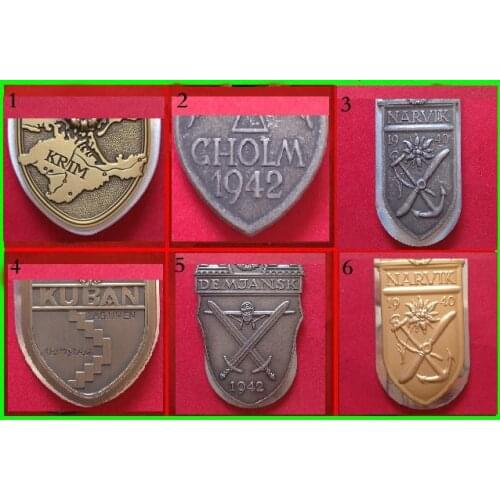 WWII GERMAN SHIELD PLAQUE METAL BADGE Hui Dimian Skubanholm Narvik Knight 5605101