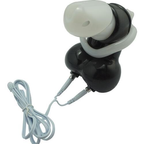 New electric shock silicone Scrotum penis lock Cock Ring Ball Stretcher Chrome finish chastity cage bondage male electro sex toy