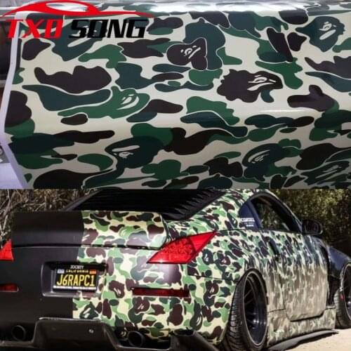New Arrival Glossy Black white dark green Camo Vinyl For Car wrap Digital Camo Car Sticker Motorcycle Bike Vehicle covering