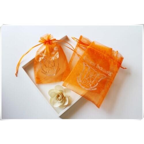 Customized gold Logo Organza Gift bag Candy Bags Jewellry Package Pouch wedding gift bag