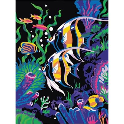 Underwater Fish Digital Oil Painting By Numbers Canvas Wall Picture DIY Decor R7RC
