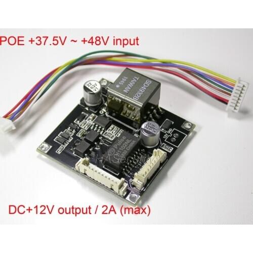 POE splitter Power Over Ethernet regulator module board input DC48V / output DC12V 2A End-Span + Mid-Span splitter IEEE802.3af