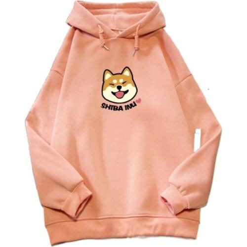Harakuju Cartoon Dog Print Casual Oversize Hooded Sweatshirt Women 2020 Winter Long Sleeve Female Basic Basic Warm Top Hoodies