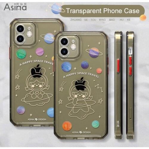 ASINA TPU Case For iPhone 11 12 Pro XR XS Max Soft Transparent Couple Cover For iPhone 6 7 8 Plus SE 2020 Cartoon Clear Cases