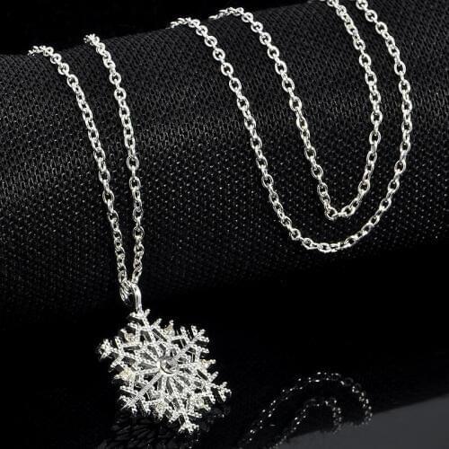 Christmas Snowflake Crystal Charm Necklace Pendant Jewelry Gift Chain Necklace Jewelry For Women Weding Party Gift