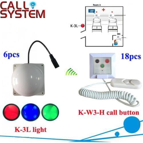 Nurse pager calling system 18pcs K-W3-H work with 6pcs K-3L corridor light for hospital service equipment 433mhz