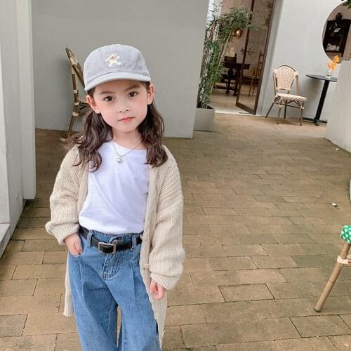 Girls Sweater Babys Coat Outwear 2021 Cute Thicken Warm Winter Autumn Knitting Scoop Jacket Long Sleeve Childrens Clothing