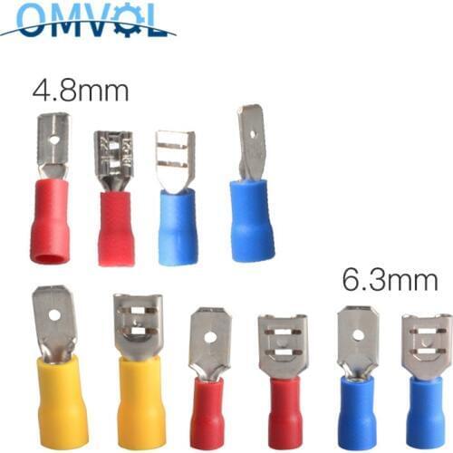 100pcs 50set Spade Crimp Terminal 4.8 6.3mm Male Female Pre Insulated Electrical Connectors