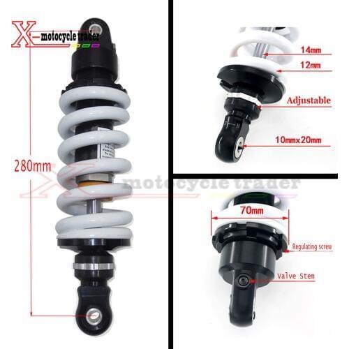 1000LBS adjustable damping 280mm rear shocks absorber/suspension for 110/125/140/150/160cc KLX110 CRF50/70 Dirt Pit Bikes