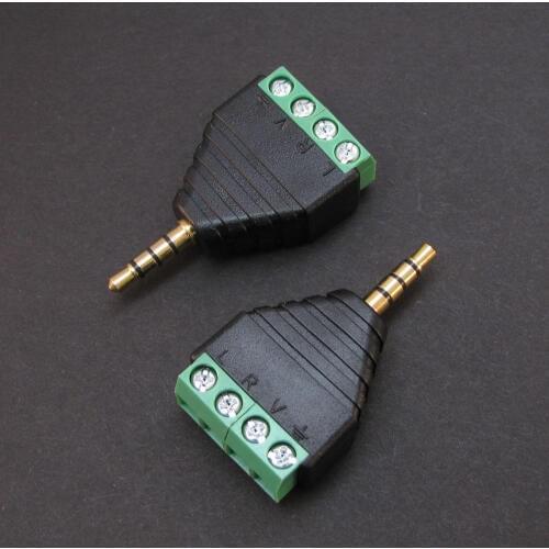 2pcs/lot 3.5mm 4 Pole Stereo TRRS Audio Vedio Male to 4 Screw Terminal Female Headphone Balum Converter Adapter