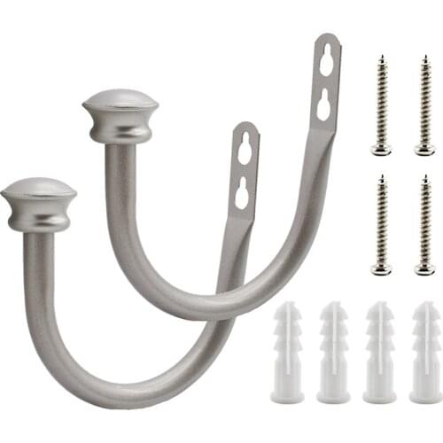 2PCS Curtain Holdback U Shaped Hooks,Wall Mounted Drapery Tieback,Heavy Duty Metal Decorative Window Drapery Holder Curtain Hook