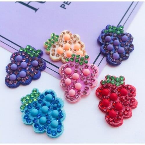 20Pcs Grape Fruit Padded Rhinestone & Pearl Beaded Crystal Patches for DIY Clothes Hat Decor Headwear Hairband Accessories