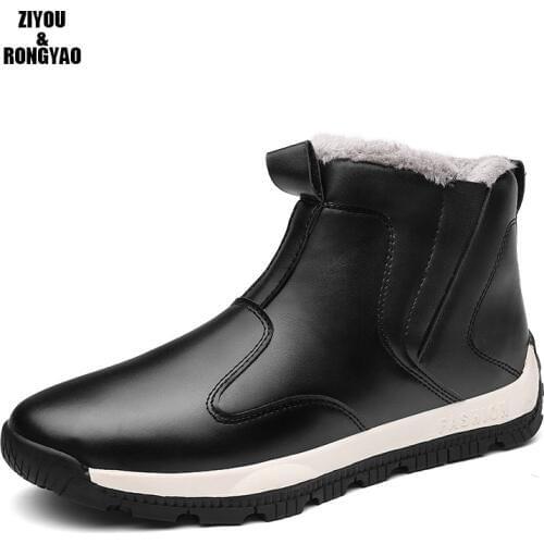 2019 Men Shoes Comfortable Chaussure Casual Flat Boots Men warm fur Leather Winter winter Hiking Ankle Boots size48 sneakers