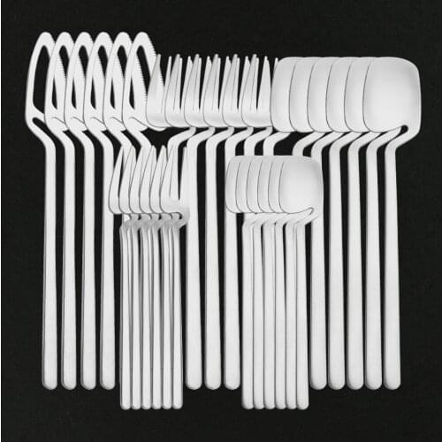 30Pcs/Set Silver Cutlery Set 18/10 Stainless Steel Dinner Tableware Knife Fruit Fork Spoon Dinnerware Set Party Silverware Set