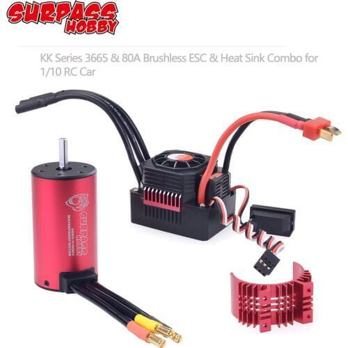 3665 Waterproof Combo 1550KV 1800KV 2000KV 2300KV 2900KV 3500KV Brushless Motor w/ 80A ESC for RC Car 1/10 RC Rock Crawler