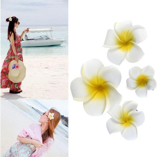 4pcs Hawaiian Flowers Hair Clips Summer Party Bridal Barrette Tropical Beach Wedding Plumeria Flower Women Party Hairclip A0