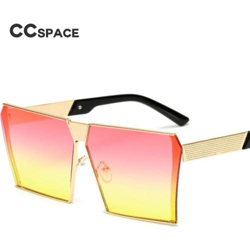 CCSPACE Ladies Oversized Square Sunglasses Pink Gradient Female Men Women Glasses Brand Designer Eyewear Mirror Shades 45211