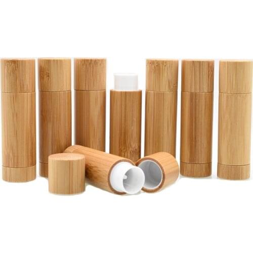 5ml Mini Bamboo Lip Balm Container Bamboo Lid Lip Balm Tube Lipstick Container My Refillable Bottles Packaging Wholesale