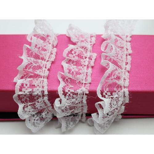 5 Meters White Ruffle Lace Trim Ribbon 23mm Sewing Wedding Craft DIY