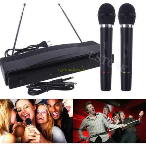 Wireless Microphone System Dual Handheld 2 x Mic Cordless Receiver Drop Shipping Support