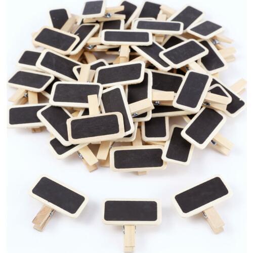 50 Mini blackboard wood message slate rectangle clip clip panel card memos label brand price place number table