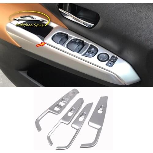 For Nissan Kicks 2016 2017 2018 Car Accessorie Car Door Window Switch Lift Button Decoration Cover Trim Sticker Car Styling 4Pcs
