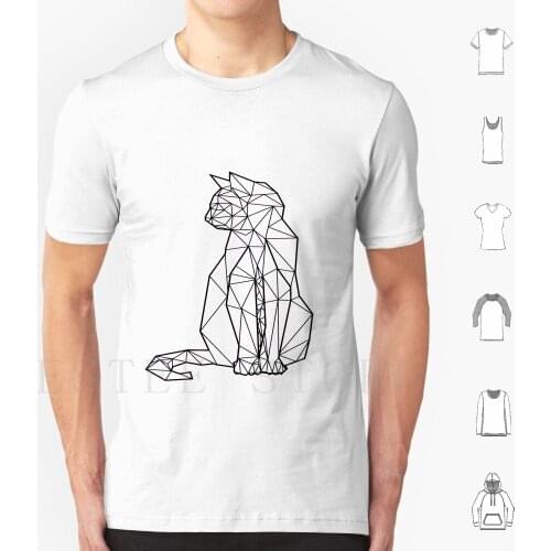 Cat With Geometric Lines T Shirt Cotton Men Diy Print Tiger Vs Cat Cat Tiger Pet Tiger Cat And Tiger Tiger Fan Tiger Lover