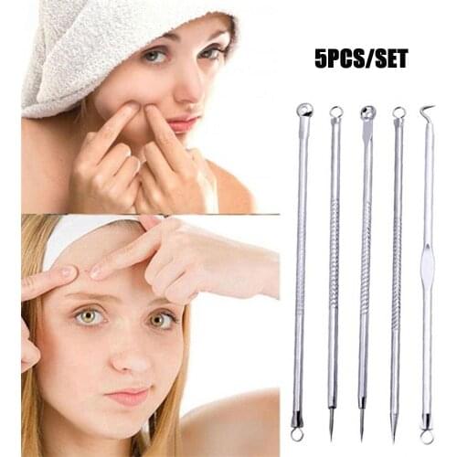 5pcs/set Extrusion of Acne Stick Against Black Dots Tools for Face Removing Black Dot Cleaning Pores Blackhead & Blemish Remover