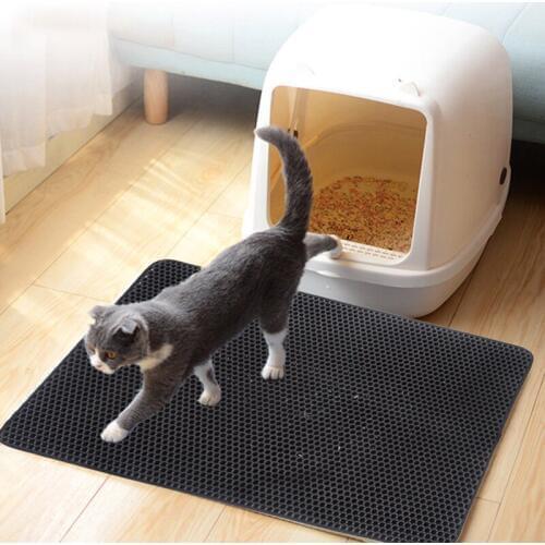 Cat Litter Mat Double-Layer Pet Litter Mats with Waterproof Bottom Non-slip Multicolor Cat Mat Layer Kitten 4 Sizes