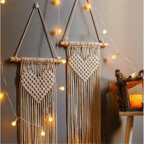 LOVE Macrame Wall Hanging Tapestry Handmade Cotton Woven Nordic Boho Room Home Decoration Backdrop Wedding Decor Photo Props
