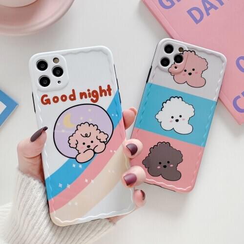 Wavy Photo frame Cute Phone Case For iPhone 11 Pro XS Max XR X 7 8 7 Plus case silicone cover rainbow Chow Chow dog illustration