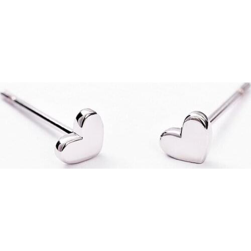 Huitan Minimalist Heart Stud Earrings for Women 3 Metal Colors Available Delicate Girls Love Earrings Teens Gift Fashion Jewelry