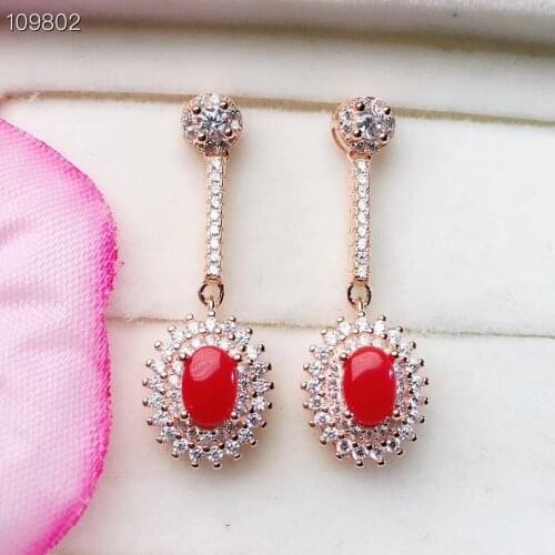 Fashion round Sun flower natural red ruby gem drop earrings Natural gemstone earrings S925 silver female girl wedding jewelry
