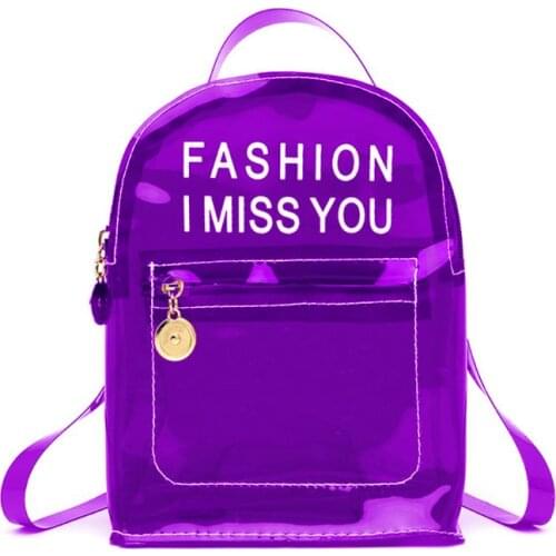 Fashion Transparent PVC Backpack Travel School Book Bag Daypack for Teenager