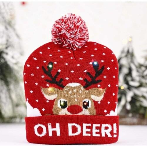 Mens Women Children Beanie Winter Christmas Hats Knitted Hats With LED Light Flash Lamp Christmas Hats New Year Xmas Gifts 2021