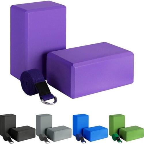 Yoga Block and Yoga Strap Set EVA Foam Soft Non-Slip Yoga Blocks Universal Pilates Stretching and Toning Workouts