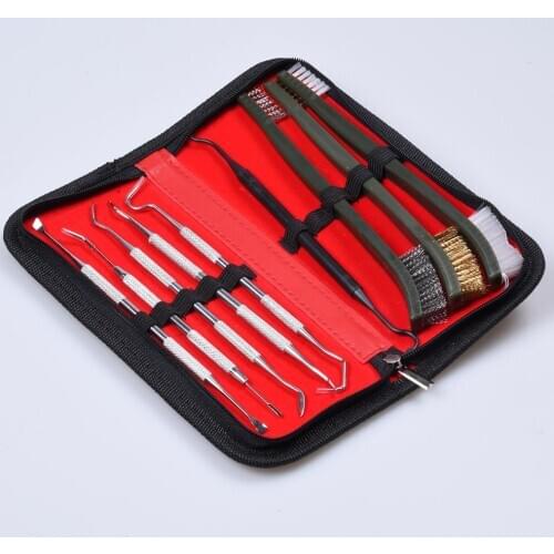 9pcs/Set Gun Cleaning Kit Set Hunting Gun Airsoft Rifle Pistol Universal Cleaning Stainless Steel Nylon Pick Steel Wire Brush
